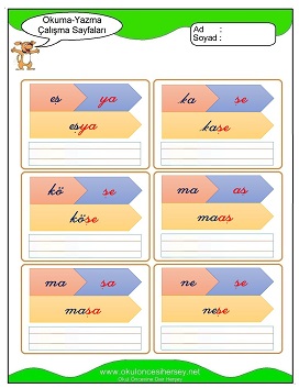 ş sesi Çalışma Sayfaları